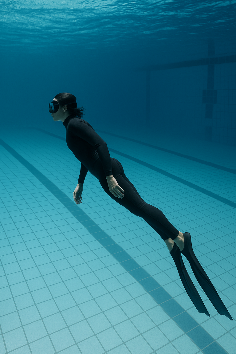 Apnéiste débutant en formation AIDA pendant la rentrée